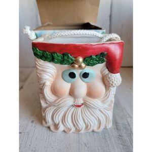 Ceramic paper bag Santa Claus face Mini xmas figure